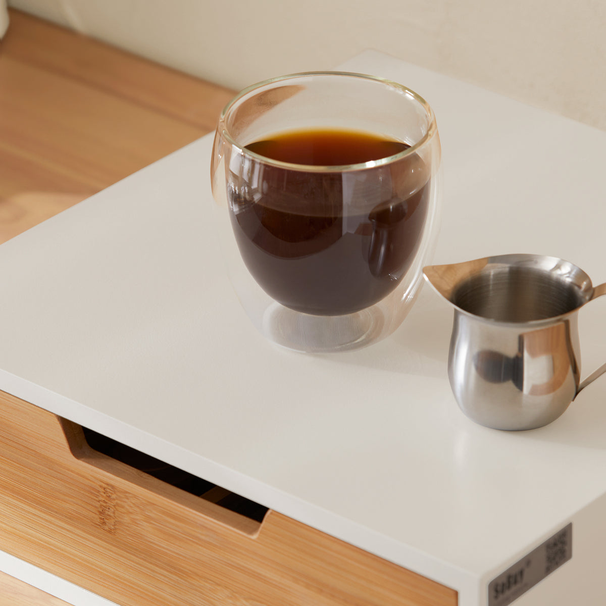 sebuyfr.comG179-WN Boîte à Thé avec Tiroir, Format Compact, Rangement Optimisé, Design Fonctionnel, Usage Quotidien – L31×P30×H10 cm, Bois, Blanc et Naturel