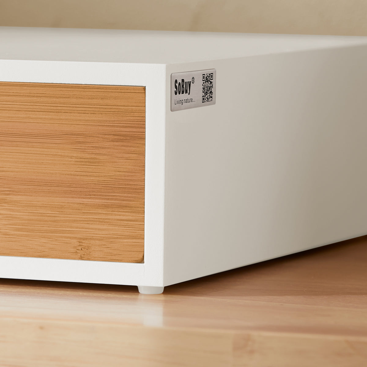 sebuyfr.comG179-WN Boîte à Thé avec Tiroir, Format Compact, Rangement Optimisé, Design Fonctionnel, Usage Quotidien – L31×P30×H10 cm, Bois, Blanc et Naturel