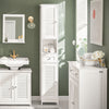 sebuyfr.comG236-W Colonne de Salle de Bain – 32 cm, 2 Portes Persiennes, Tiroir et Niche, Blanc