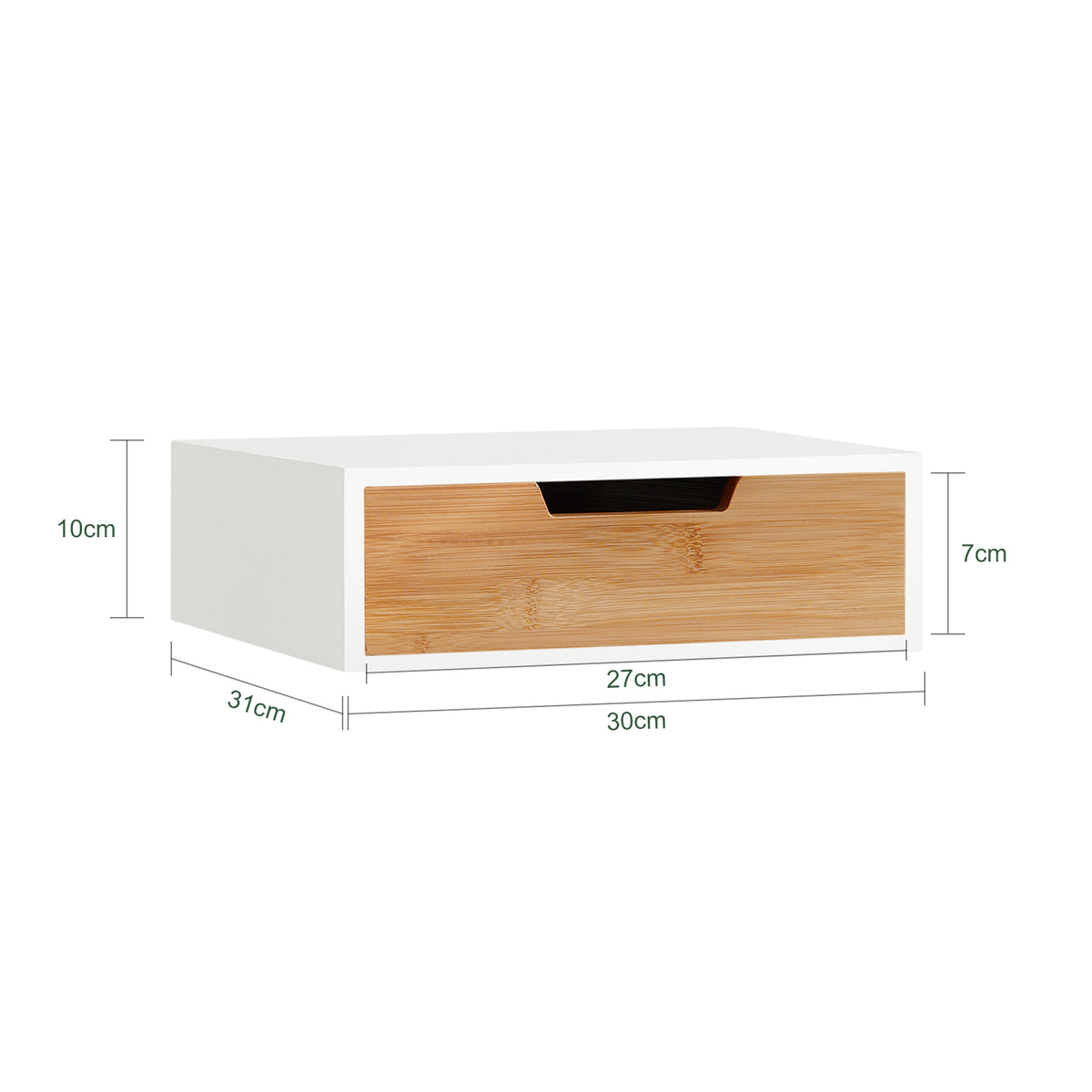 sebuyfr.comG179-WN Boîte à Thé avec Tiroir, Format Compact, Rangement Optimisé, Design Fonctionnel, Usage Quotidien – L31×P30×H10 cm, Bois, Blanc et Naturel