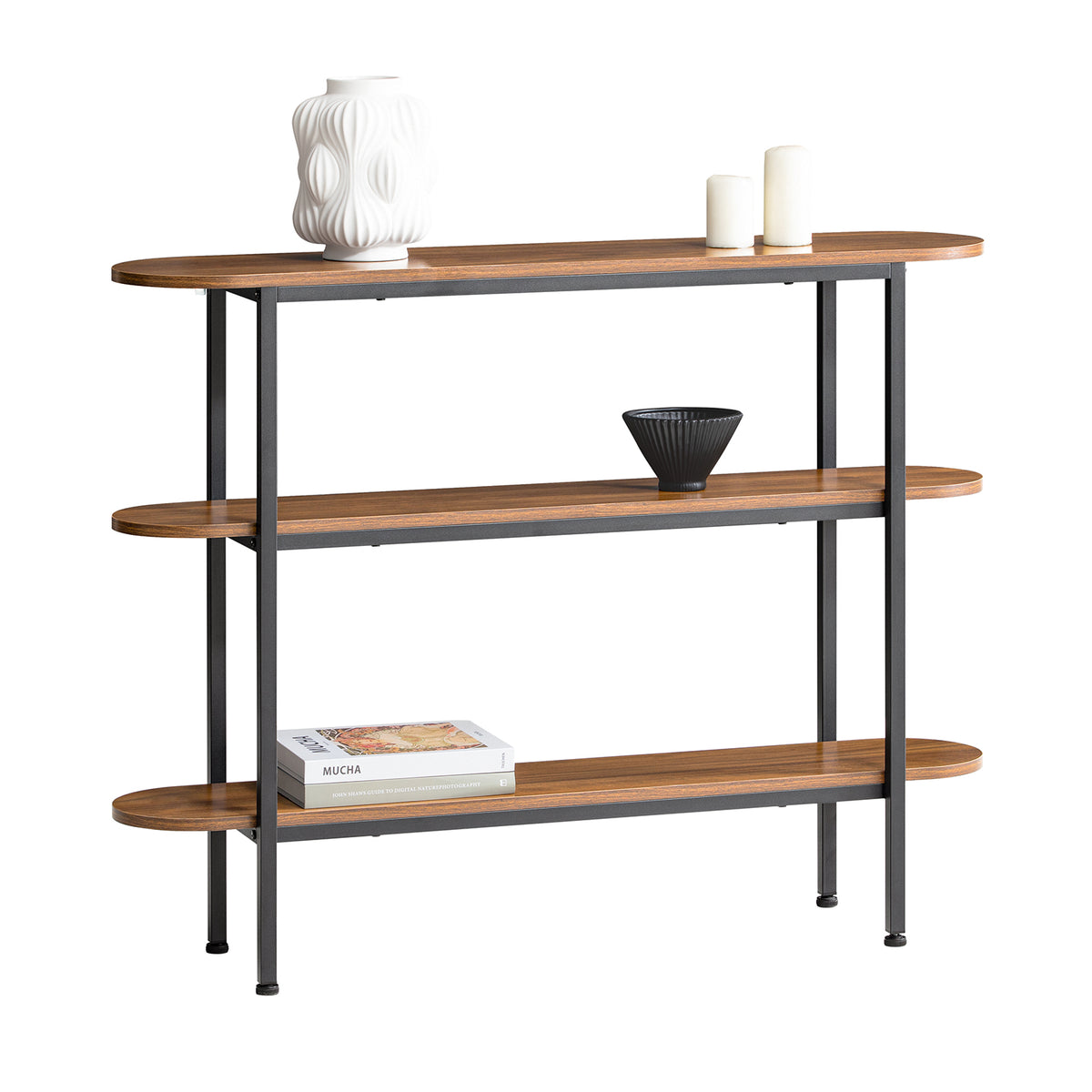 SoBuy FSB67-WS Table Console Bout de Canapé Table d'Appoint Réglable en Hauteur Table d’Entrée Buffet avec 2 Compartiments Ét
