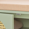 SoBuy FSR129-GR Banc à Chaussures avec Coussin Rembourré, 3 Tiroirs et 2 Portes Grille Ventilées – L100×P34×H46 cm, Charge 150 kg, MDF E1, Vert