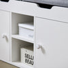 SoBuy FSR96-W Banc à Chaussures avec Coussin Rembourré, 2 Portes et 3 Étagères Réglables, Design Moderne, Compact – L100×P34×H47 cm, Charge 150 kg, Blanc