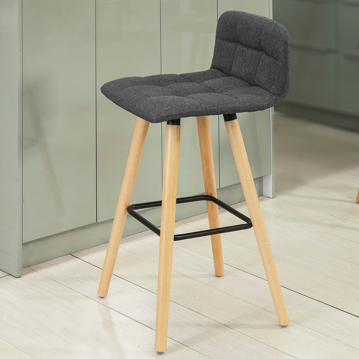 SoBuy FST50-DGx2 Lot de 2 Tabourets de Bar Cuisine avec Dossier et Repose-Pieds