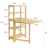 SoBuy FWT70-N Table Pliante en Bois d'Hévéa – 98×60 cm, 3 Étagères, Naturel