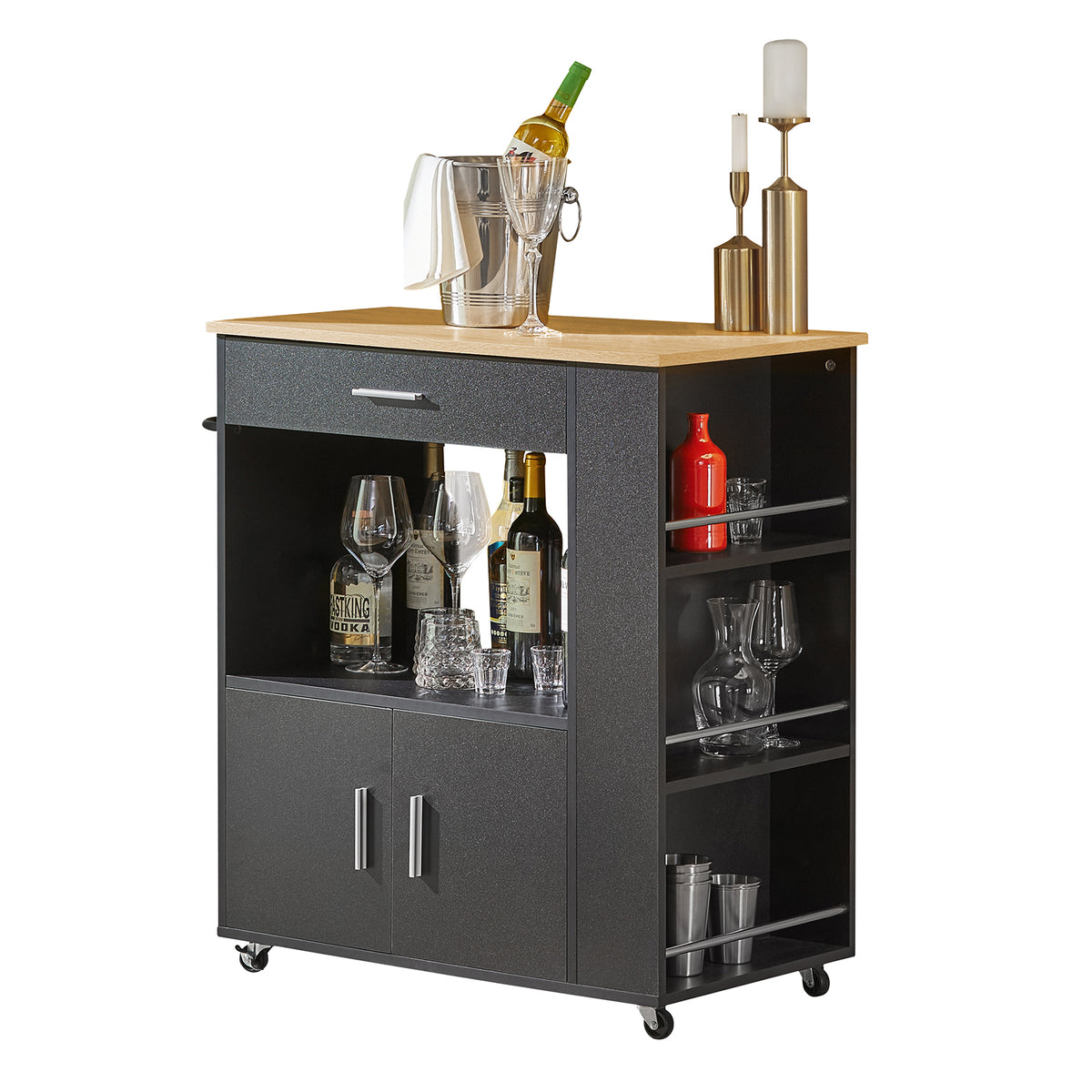 SoBuy FKW113-SCH Desserte Cuisine à roulettes Meuble Cuisine Rangement Desserte de Cuisine Plan de Travail Cuisine Buffet Cui