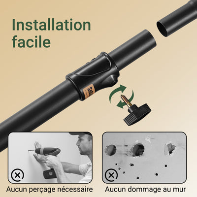 sebuyfr.comG34-II-SCH Dressing télescopique sans perçage 124–226 cm avec tringles et étagères – Penderie ouverte noire