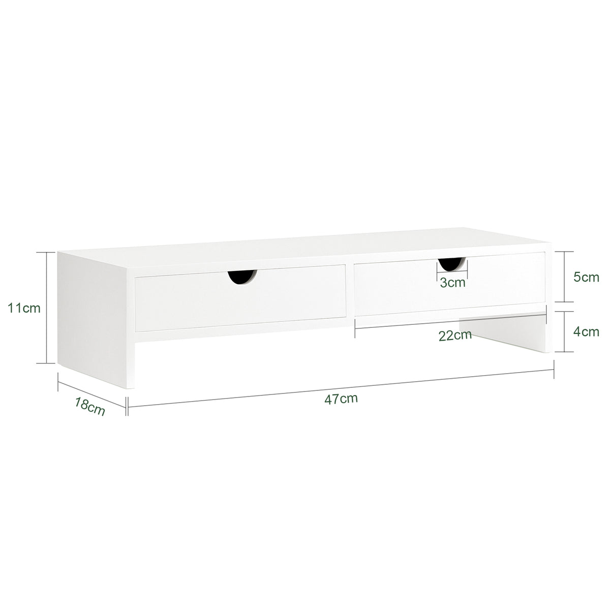 SoBuy BBF02-W Support Écran PC Rehausseur Ecran PC Bureau avec 2 Tiroirs et Rangement Support Moniteur Universel pour Ordinateur Portable ou Écran Blanc 47x18x11cm