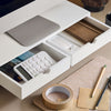 SoBuy BBF02-W Support Écran PC Rehausseur Ecran PC Bureau avec 2 Tiroirs et Rangement Support Moniteur Universel pour Ordinateur Portable ou Écran Blanc 47x18x11cm
