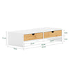 SoBuy BBF02-WN Support Écran PC avec 2 Tiroirs, Rangement Optimisé, Design Fonctionnel, Usage Quotidien, Format Pratique – L47×P18×H11 cm, Blanc et Naturel