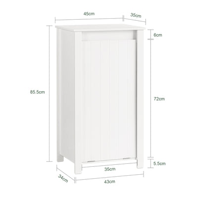 SoBuy BZR100-W Armoire à Linge avec Panier Rabattable et Sac Amovible à Poignées – L45×P35×H85,5 cm, Charge 15 kg, MDF E1, Blanc
