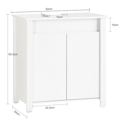SoBuy BZR101-W Meuble sous Évier Salle de Bain, Meuble Évier de Cuisine avec 2 Portes