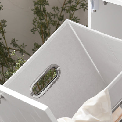 SoBuy BZR105-W Meuble Salle de Bain avec Panier à Linge et 3 Étagères – L60×P37×H86 cm, Charge 70 kg, MDF E1, Blanc