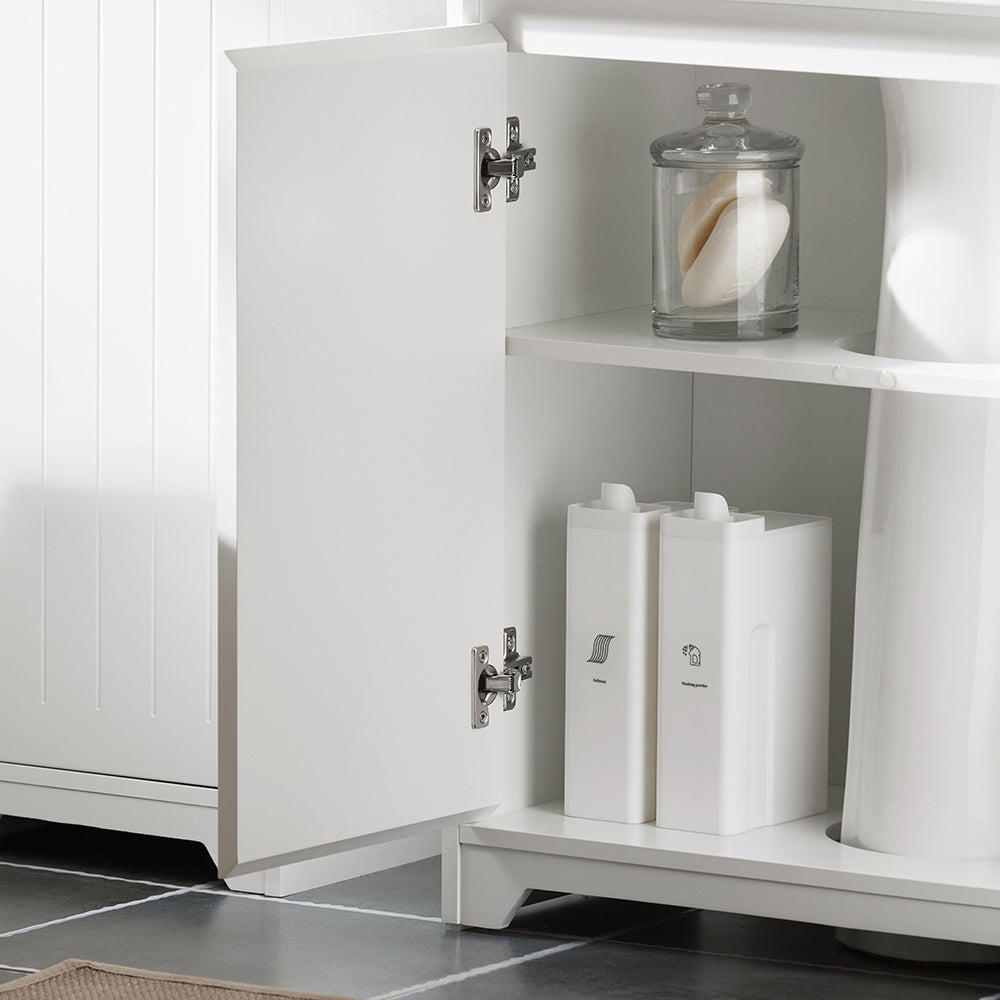 SoBuy BZR108-II-W Meuble sous Colonne Lavabo avec 2 Portes – 60×30×60 cm, Charge 30 kg, MDF E1, Blanc