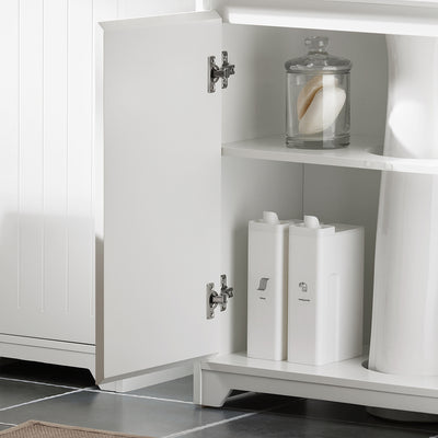 SoBuy BZR108-II-W Meuble sous Colonne Lavabo avec 2 Portes – 60×30×60 cm, Charge 30 kg, MDF E1, Blanc