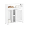 SoBuy BZR119-W Armoire WC Toilettes Compact Roulante Salle de Bain Étroit sur roulettes, Support Papier Toilette