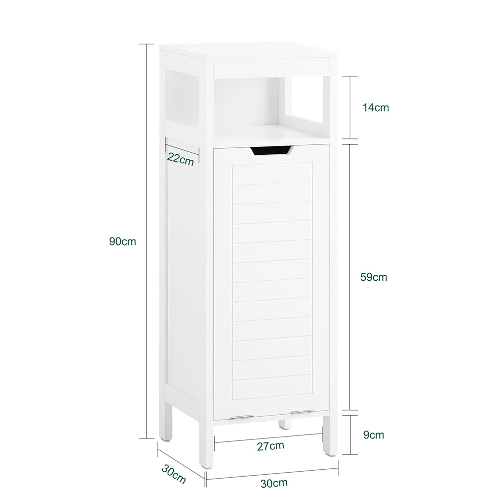 SoBuy BZR122-W Armoire à Linge avec Sac Abattant et Étagère Ouverte – L30×P30×H90 cm, Charge 15 kg, MDF, Blanc