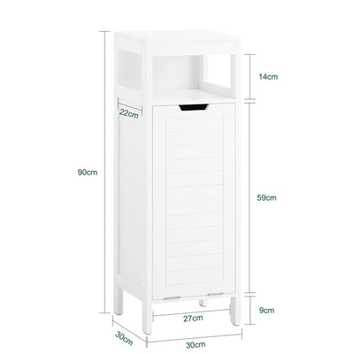 SoBuy BZR122-W Armoire à Linge avec Sac Abattant et Étagère Ouverte – L30×P30×H90 cm, Charge 15 kg, MDF, Blanc
