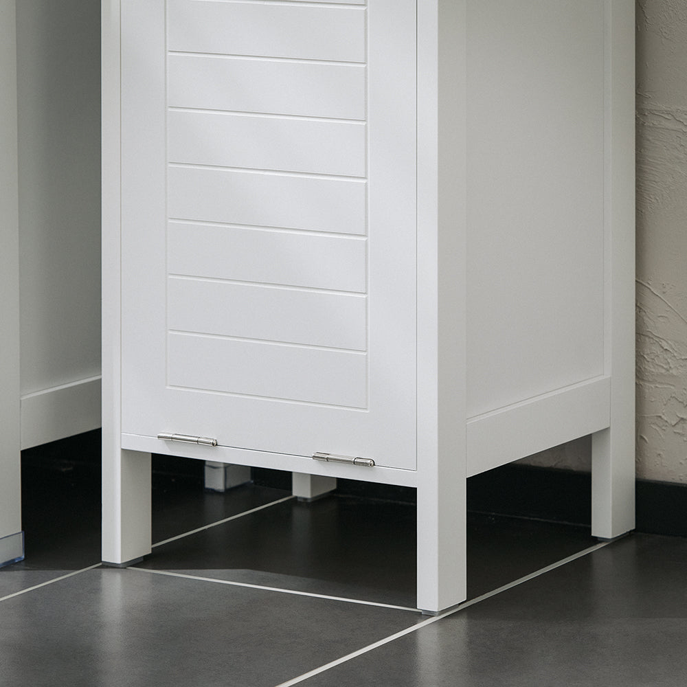 SoBuy BZR122-W Armoire à Linge avec Sac Abattant et Étagère Ouverte – L30×P30×H90 cm, Charge 15 kg, MDF, Blanc