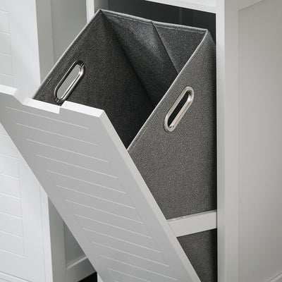 SoBuy BZR122-W Armoire à Linge avec Sac Abattant et Étagère Ouverte – L30×P30×H90 cm, Charge 15 kg, MDF, Blanc