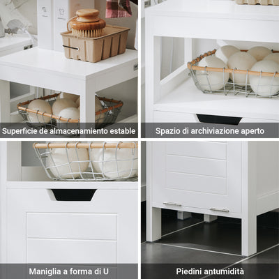 SoBuy BZR122-W Armoire à Linge avec Sac Abattant et Étagère Ouverte – L30×P30×H90 cm, Charge 15 kg, MDF, Blanc