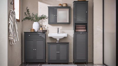 SoBuy BZR124-DG Meuble Colonne avec Panier à Linge – Armoire de Salle de Bain Rangement Étroit Étagère de Salle de Bain Petit Meuble WC Placard Gris 40x170x38 cm
