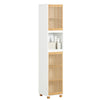 SoBuy BZR127-W Meuble Colonne Salle de Bain Rangement – Étagère Armoire Salle de Bain Haute avec Portes en Bambou, Meuble WC 