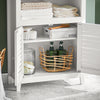 SoBuy BZR13-W Armoire de Salle de Bain – 26 cm de Profondeur, Étagères Ouvertes et Compartiment Fermé, Blanc