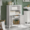 SoBuy BZR13-W Armoire de Salle de Bain – 26 cm de Profondeur, Étagères Ouvertes et Compartiment Fermé, Blanc