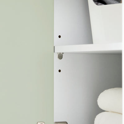 SoBuy BZR137-GR Colonne Salle de Bain Vert et Blanc 167 cm avec Sac à Linge Pliable, Porte, Étagère Réglable et Compartiment Ouvert – Pieds Métal, 30 cm de Profondeur