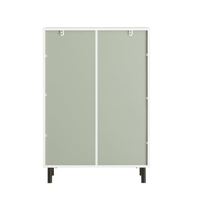 SoBuy BZR138-GR Meuble Bas Salle de Bain Vert et Blanc 87 cm avec 2 Portes, Étagères Réglables et Compartiment Ouvert – Pieds Métal, Charge 45 kg