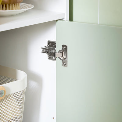 SoBuy BZR138-GR Meuble Bas Salle de Bain Vert et Blanc 87 cm avec 2 Portes, Étagères Réglables et Compartiment Ouvert – Pieds Métal, Charge 45 kg