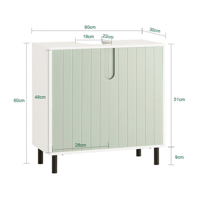 SoBuy BZR139-GR Meuble sous Lavabo Meuble sous Vasque avec 2 Portes et étagère réglable