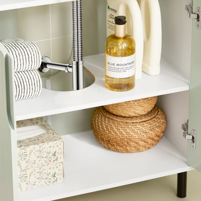 SoBuy BZR139-GR Meuble sous Lavabo Meuble sous Vasque avec 2 Portes et étagère réglable