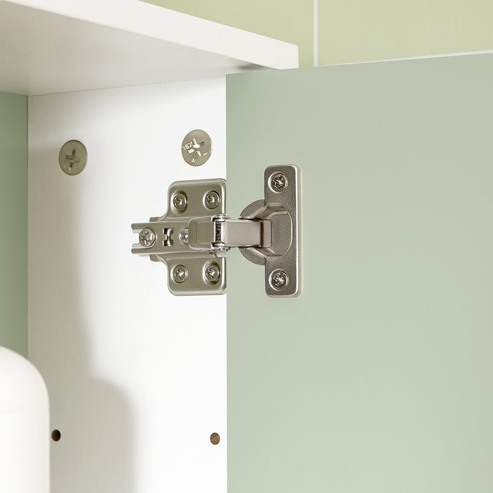 SoBuy BZR140-GR Armoire Murale Salle de Bain Vert et Blanc 60 cm avec 2 Portes, Étagères Réglables et Compartiment Ouvert – MDF E1