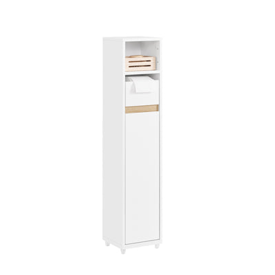 SoBuy BZR151-W Meuble de Salle de Bain pour Espaces Étroits - Armoire Meuble de Rangement Compact avec Étagère Réglable et Ti