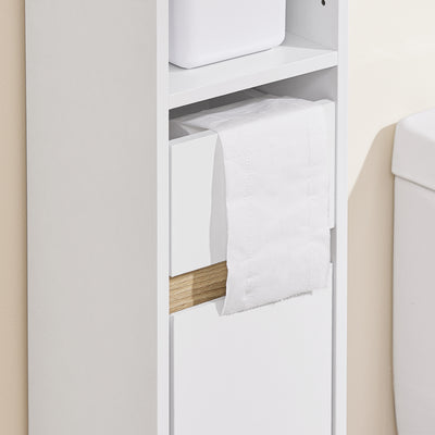 SoBuy BZR151-W Meuble de Salle de Bain Ultra-Étroit avec Étagère Réglable et Tiroir Repositionnable – L20×P20×H96 cm, Charge 30 kg, PB/MDF E1, Blanc
