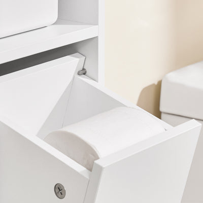 SoBuy BZR151-W Meuble de Salle de Bain Ultra-Étroit avec Étagère Réglable et Tiroir Repositionnable – L20×P20×H96 cm, Charge 30 kg, PB/MDF E1, Blanc