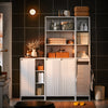 SoBuy BZR156-W Meuble Salle de Bain avec Panier à Linge – Colonne Rangement WC étroite avec Porte Abattante et Étagères Ouvertes, 86x50x30cm, Blanc