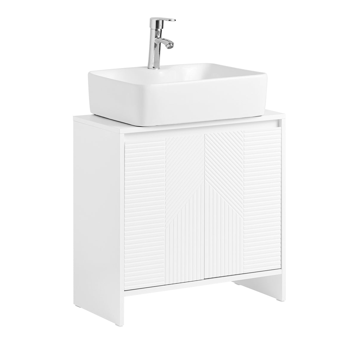 SoBuy BZR157-W Meuble sous Lavabo Salle de Bain Meuble de Rangement avec Étagères Ajustables, Résistant à l'Humidité, Idéal p