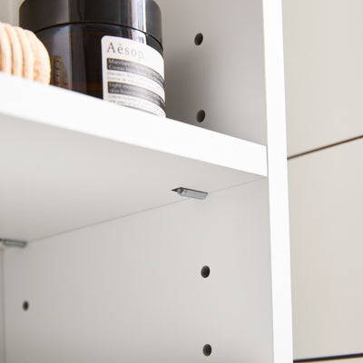 SoBuy BZR160-W Colonne Salle de Bain 20x180x20 cm, Petit Meuble Rangement WC, Meuble Salle de Bain avec Portes, Tiroir, Étagères, Armoire Haute Gain de Place
