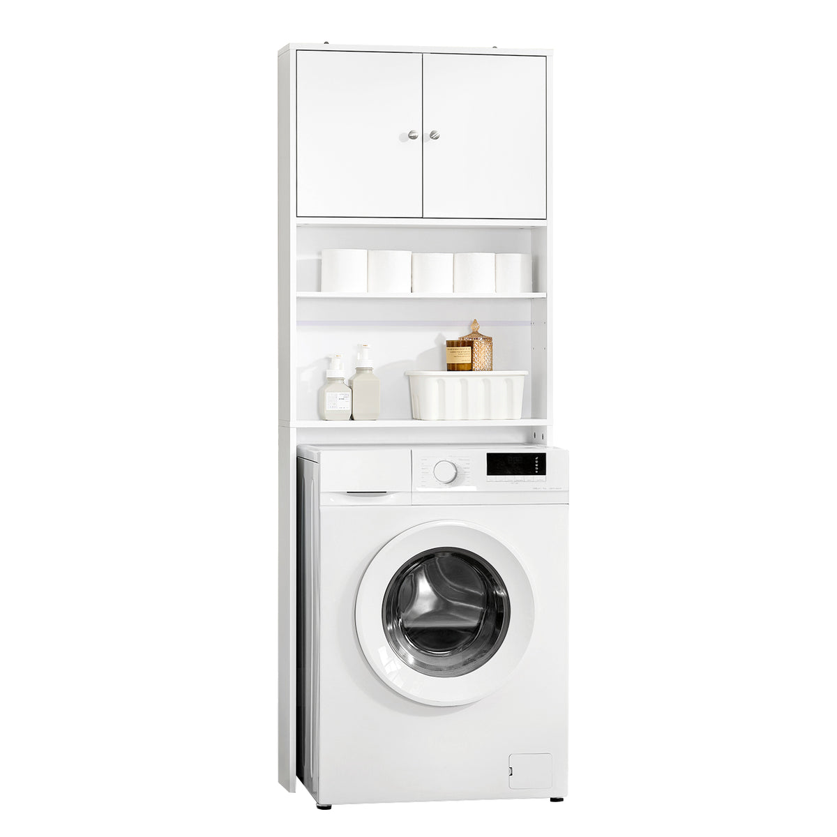 SoBuy BZR165-W Meuble Salle de Bain Colonne Rangement WC Armoire Salle de Bain avec Portes et Étagères 3 Niveaux Réglables Me