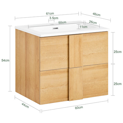 SoBuy BZR172-N Meuble sous Lavabo avec Deux tiroirs Meuble de Rangement  Meuble avec lavabo en céramique