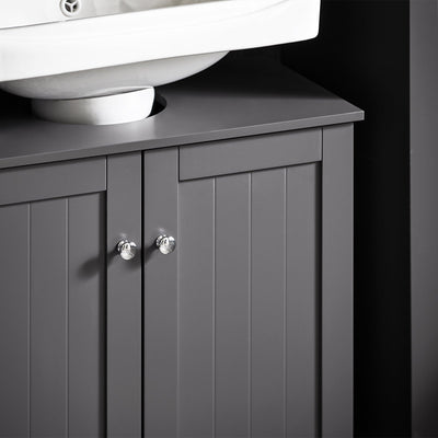 SoBuy BZR18-II-DG Meuble sous-Lavabo à 2 étages et 2 Portes Meuble de Rangement de Salle de Bain - L60cm x P30cm x H60cm