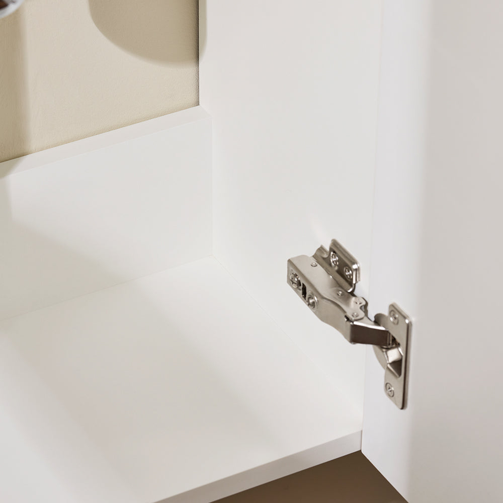 SoBuy BZR196-BR Meuble Sous Vasque Suspendu Bois Foncé avec Lavabo Céramique, Porte Soft-Close Sans Poignée, Étagère, 15kg – 40x22x56 cm