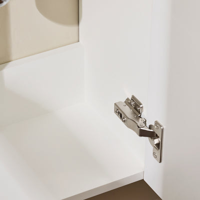 SoBuy BZR196-BR Meuble Sous Vasque Suspendu Bois Foncé avec Lavabo Céramique, Porte Soft-Close Sans Poignée, Étagère, 15kg – 40x22x56 cm