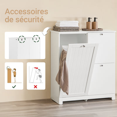 SoBuy BZR213-W Meuble Salle de Bain avec 3 Paniers à Linge – 2 Paniers Amovibles, Tri du Linge, Gain de Place, 78×38×90 cm, Blanc