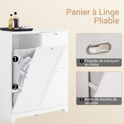 SoBuy BZR213-W Meuble Salle de Bain avec 3 Paniers à Linge – 2 Paniers Amovibles, Tri du Linge, Gain de Place, 78×38×90 cm, Blanc