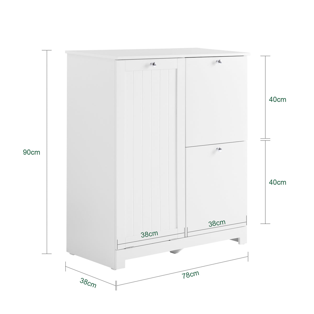 SoBuy BZR213-W Meuble Salle de Bain avec 3 Paniers à Linge – 2 Paniers Amovibles, Tri du Linge, Gain de Place, 78×38×90 cm, Blanc