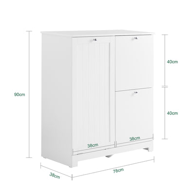 SoBuy BZR213-W Meuble Salle de Bain avec 3 Paniers à Linge – 2 Paniers Amovibles, Tri du Linge, Gain de Place, 78×38×90 cm, Blanc